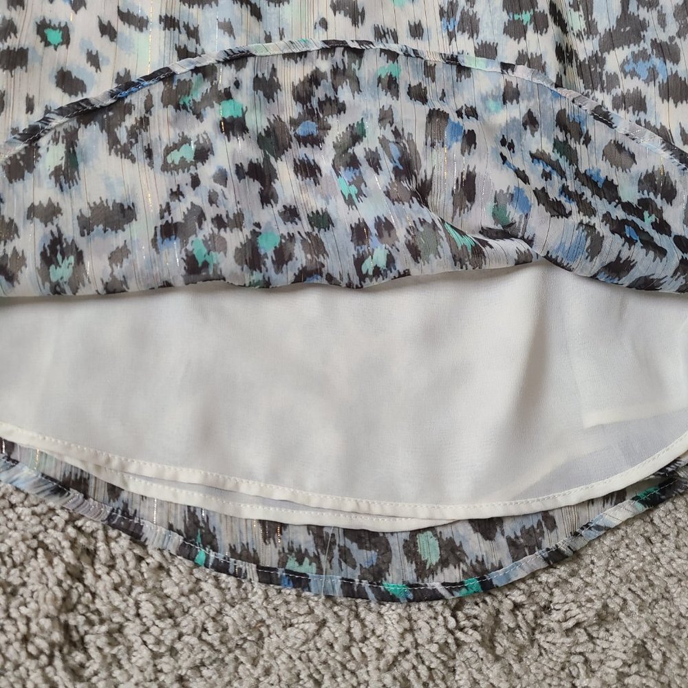 Metallic Ruffle Leopard Print Blouse - Picture 7 of 14